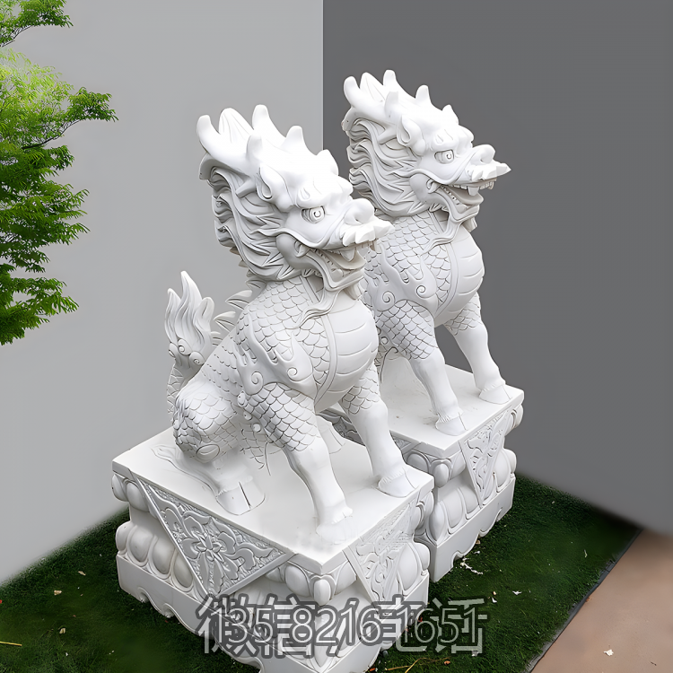 庭院寺院汉白玉石雕麒麟博鱼网页版