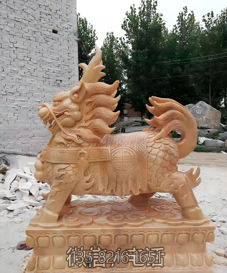 晚霞红石雕别墅镇宅麒麟博鱼网页版