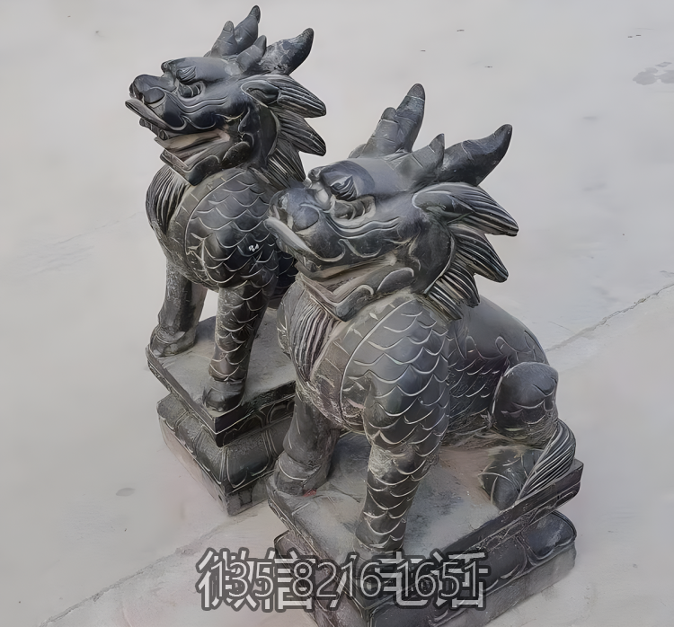 宅院门口摆件一对镇宅辟邪青石石雕麒麟博鱼网页版
