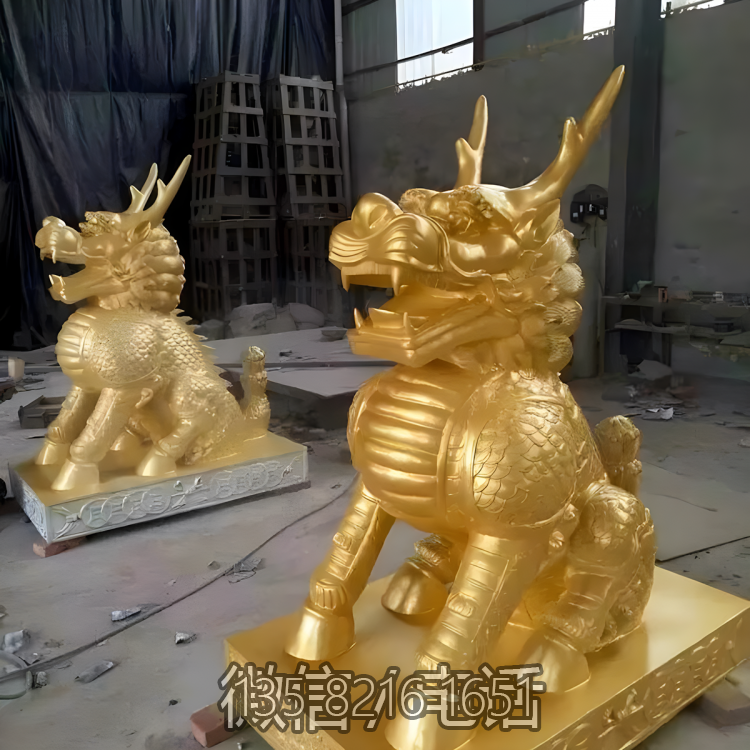 公司酒店铜雕一对神兽麒麟博鱼网页版
