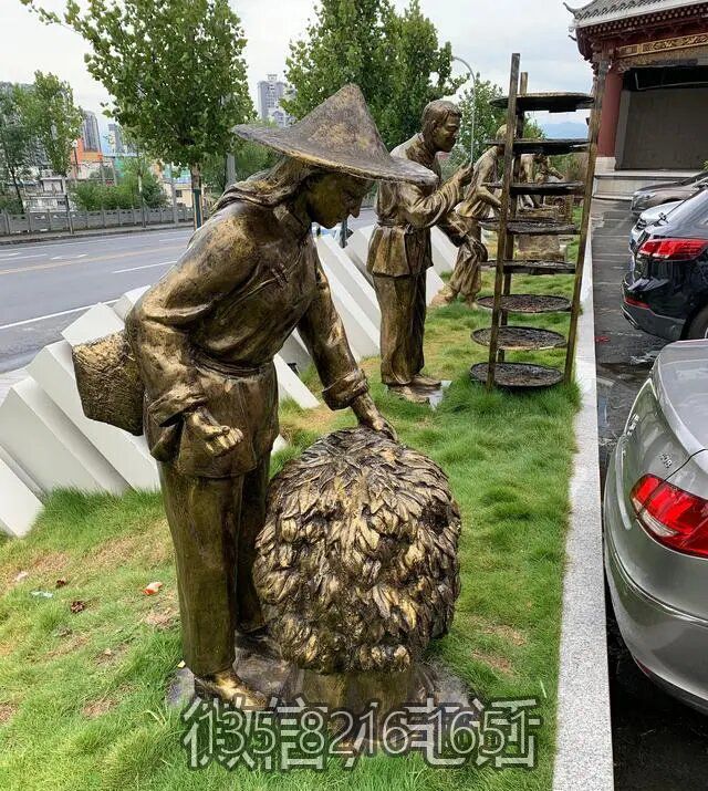 茶文化户外景观玻璃钢采茶的人物博鱼网页版