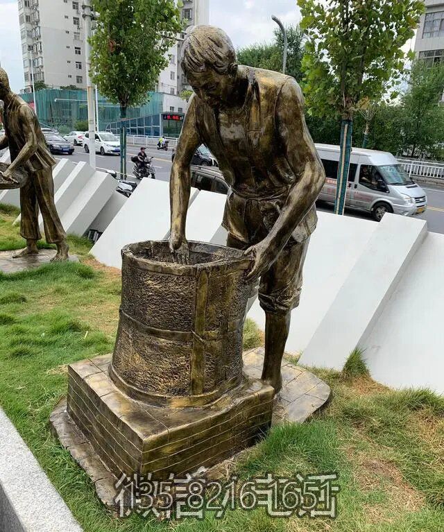 园林户外玻璃钢仿铜烘干的制茶人物博鱼网页版