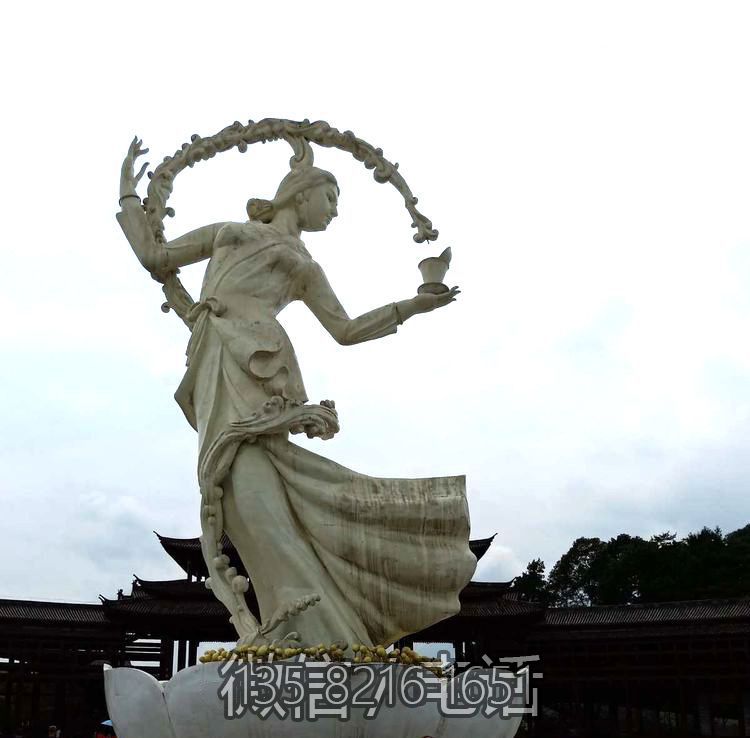 汉白玉大理石雕刻茶花仙子石雕像