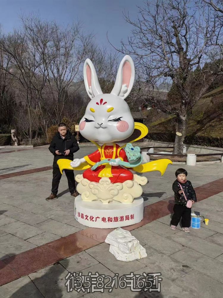 户外园林定制玻璃钢卡通动物摆件兔子博鱼网页版 户外园林定制玻璃钢卡通动物摆件兔子博鱼网页版
