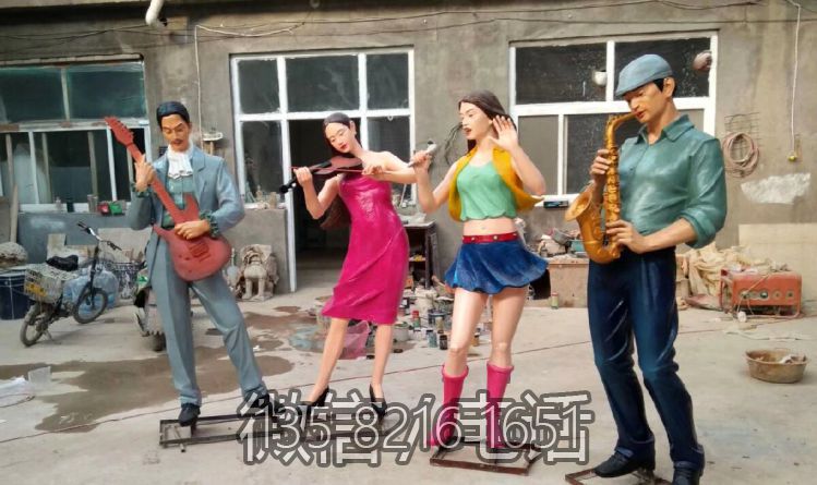 玻璃钢仿真演奏人物博鱼网页版 公园景观博鱼网页版