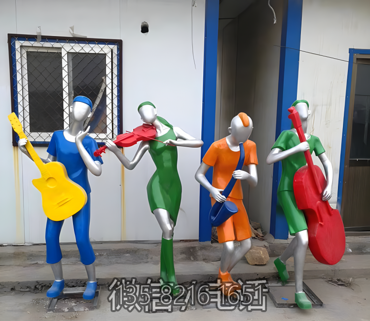 公园户外玻璃钢抽象彩绘演奏乐器的音乐人博鱼网页版