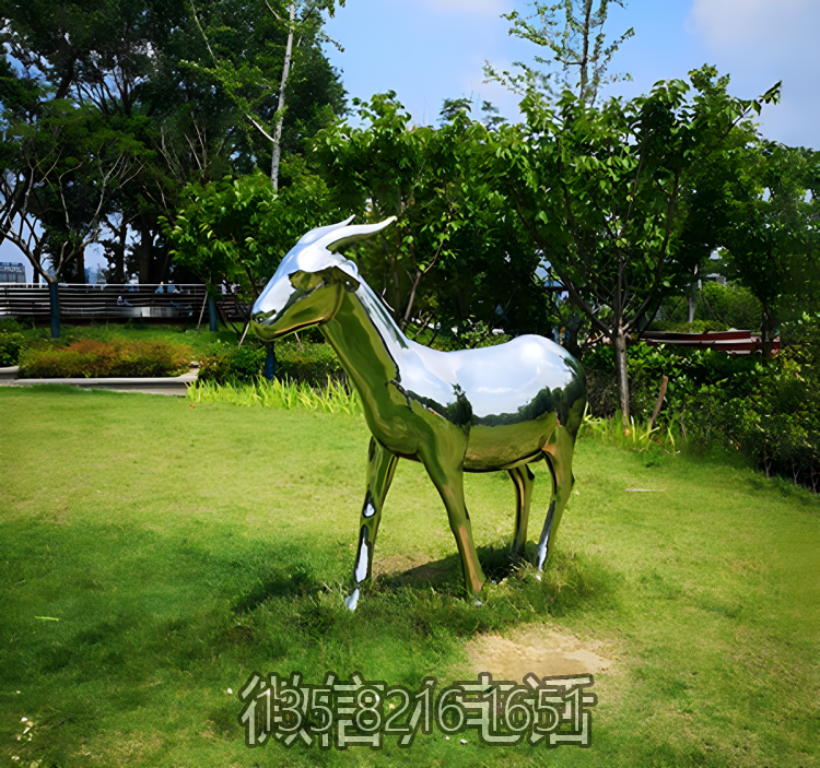 庭院草坪动物摆件定制不锈钢镜面抽象十二生肖羊博鱼网页版