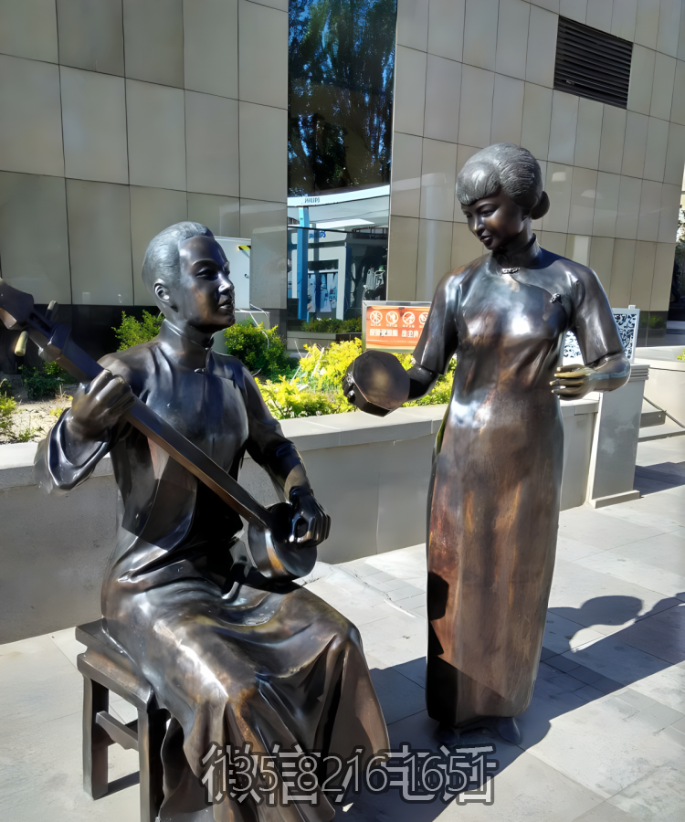 街道摆件铜雕古代卖唱人物博鱼网页版