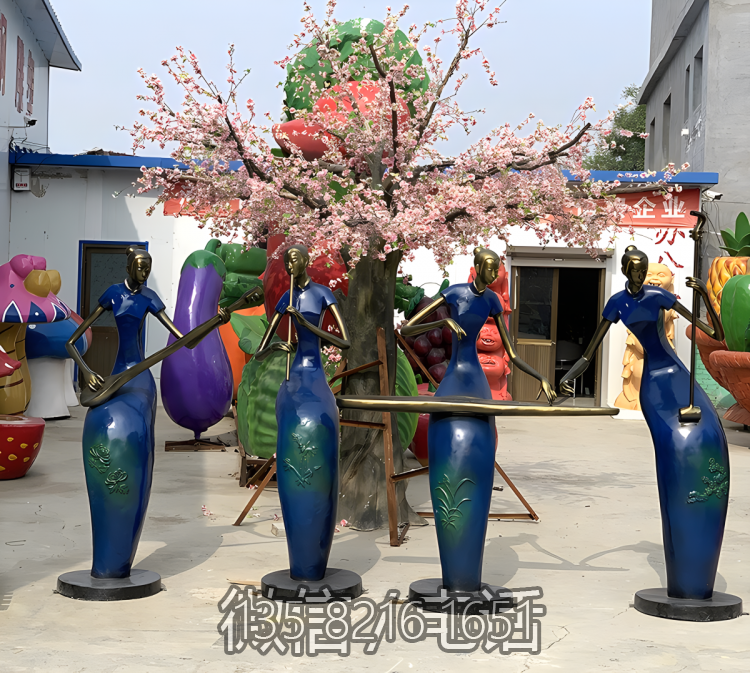 梅兰竹菊玻璃钢吹拉弹唱音乐人物博鱼网页版