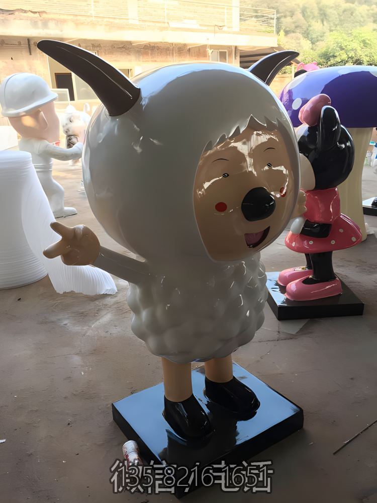 玻璃钢定制园林游乐园装饰摆件玻璃钢卡通动物羊博鱼网页版