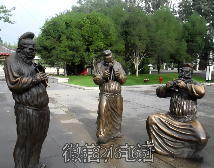 园林景观演奏乐器的胡人铜雕博鱼网页版