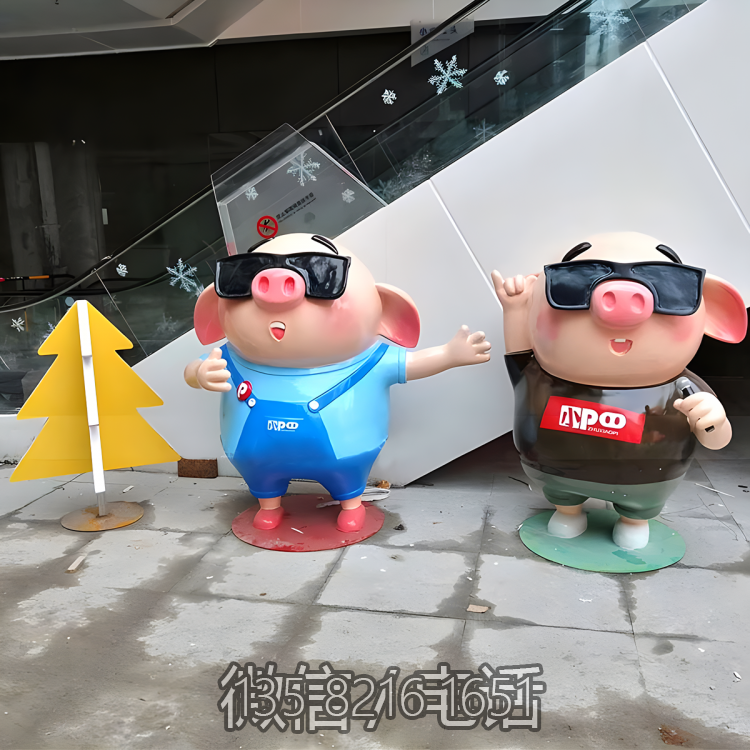 创意景观摆件玻璃钢卡通动物生肖猪博鱼网页版摆件