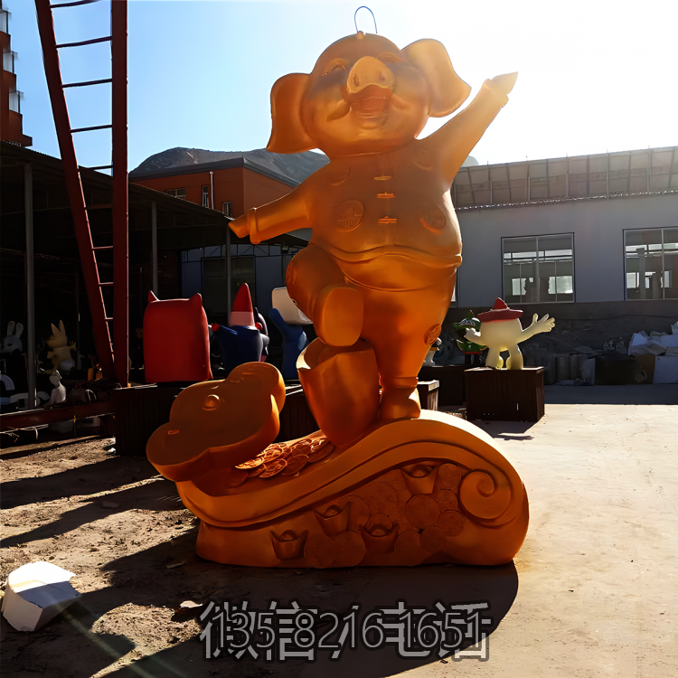 商场装饰动物摆件玻璃钢仿铜十二生肖猪博鱼网页版