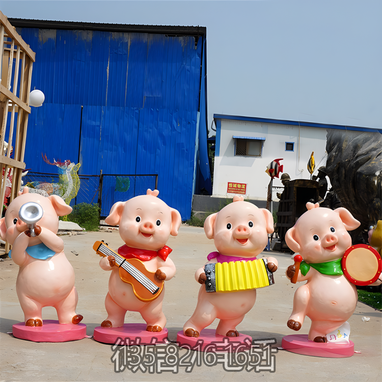 商场组合小品摆件玻璃钢卡通动物小猪博鱼网页版