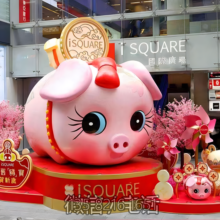 商业街动物景观装饰大型落地摆件玻璃钢卡通生肖猪博鱼网页版