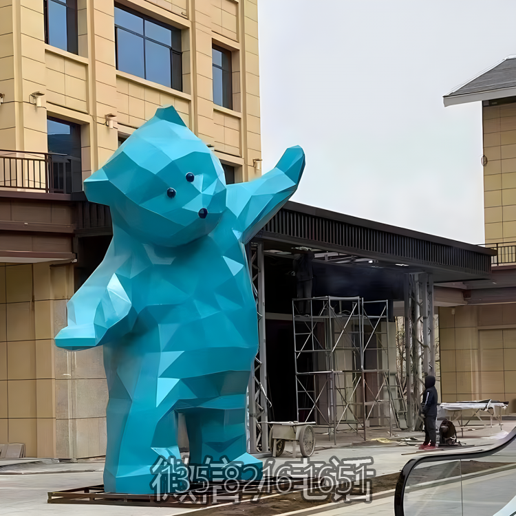 城市广场动物景观装饰摆件大型不锈钢块面动物熊博鱼网页版