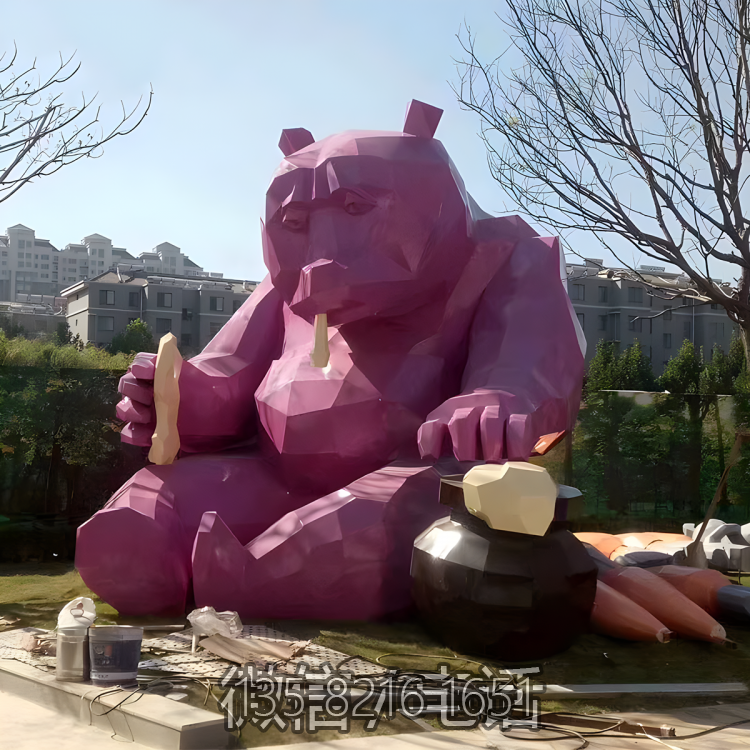 大型景观动物景观装饰摆件玻璃钢几何块面动物熊博鱼网页版