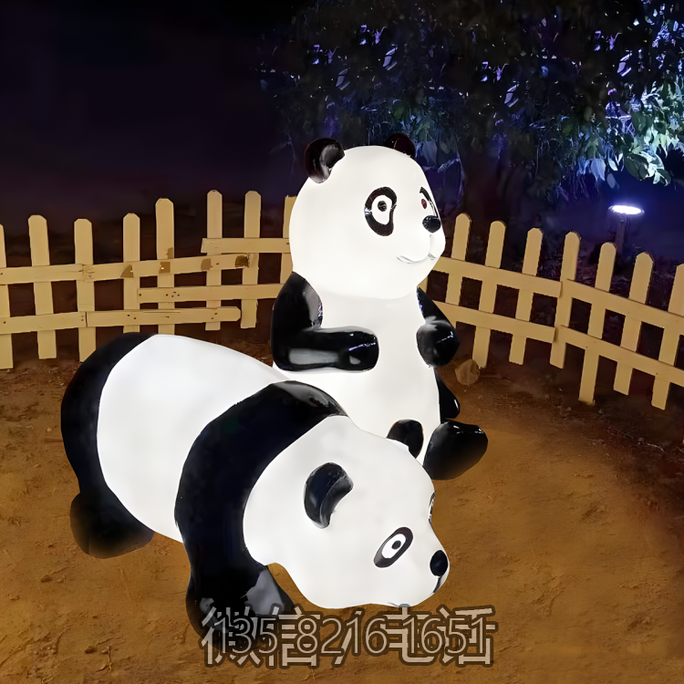 创意定制户外景观美陈装饰摆件玻璃钢发光动物摆件熊猫博鱼网页版