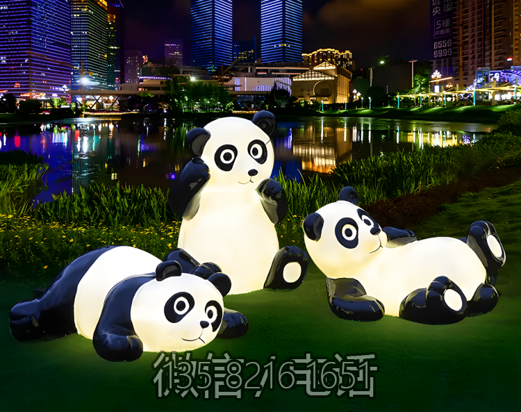 售楼部草坪动物摆件玻璃钢反光动物组合小品熊猫博鱼网页版