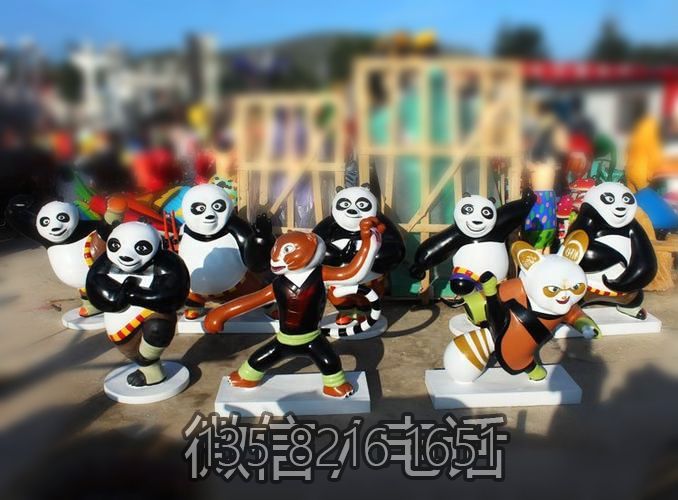 商场景观小品装饰摆件玻璃钢卡通动物功夫熊猫系列博鱼网页版摆件