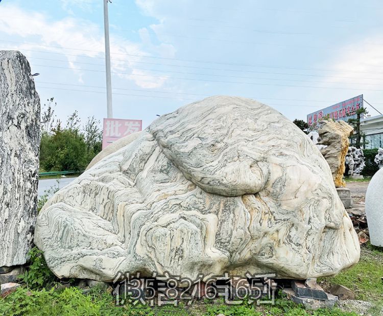 小区庭院刻字自然石头摆件