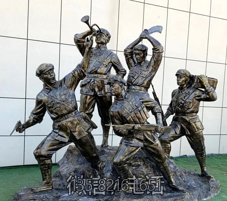 玻璃钢仿铜冲锋八路军战士博鱼网页版