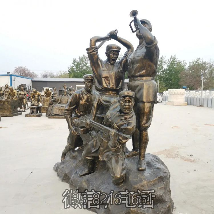 玻璃钢仿铜冲锋抗战人物博鱼网页版