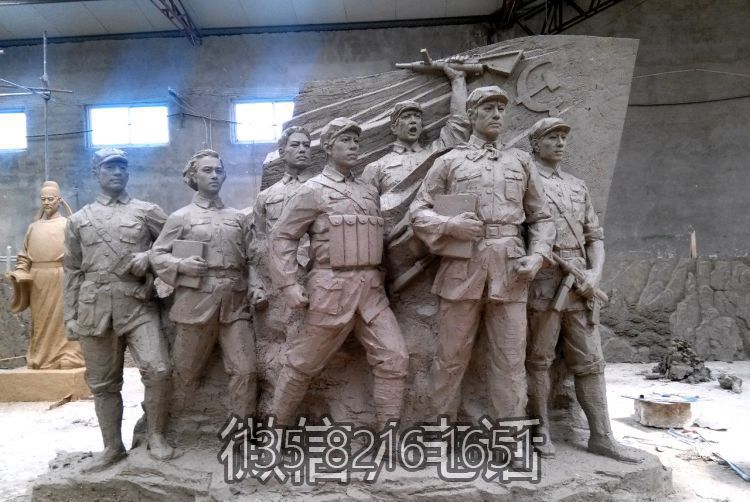 玻璃钢红色文化主题人物群雕