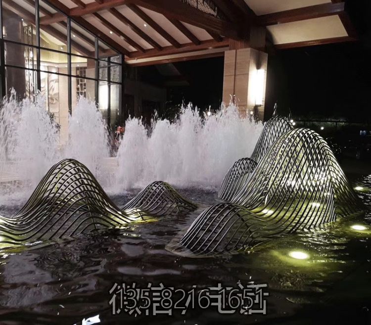不锈钢管折弯抽象假山水景博鱼网页版摆件