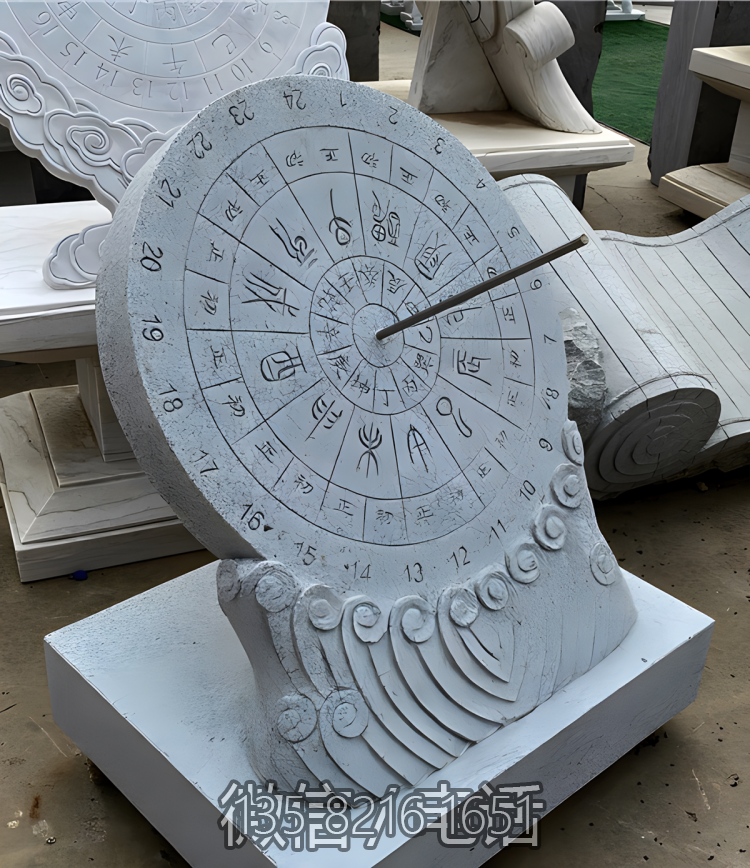 大理石日晷石雕摆件