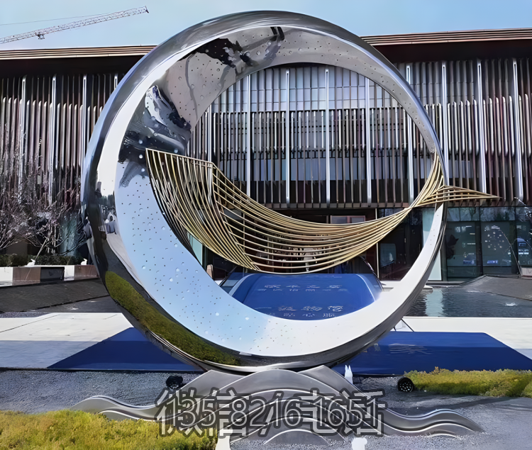 抽象不锈钢山水月牙景观圆环博鱼网页版 抽象不锈钢山水月牙景观圆环博鱼网页版