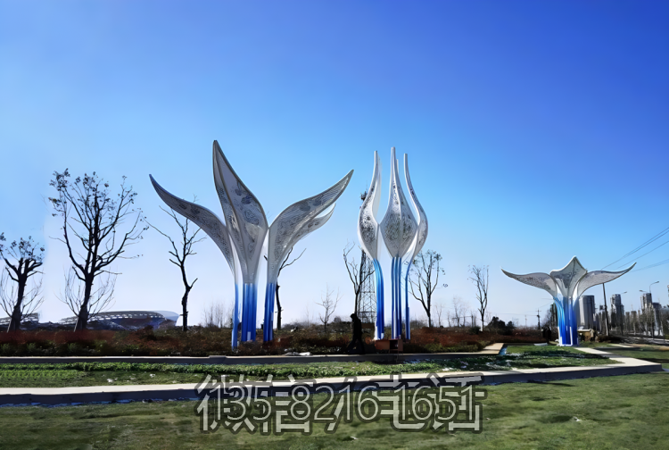 公园里的百合花不锈钢景观博鱼网页版造型