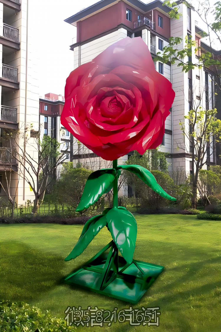 不锈钢仿真玫瑰花博鱼网页版摆件
