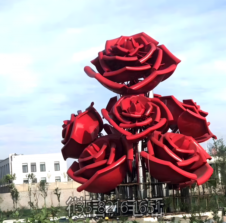大型不锈钢玫瑰花树
