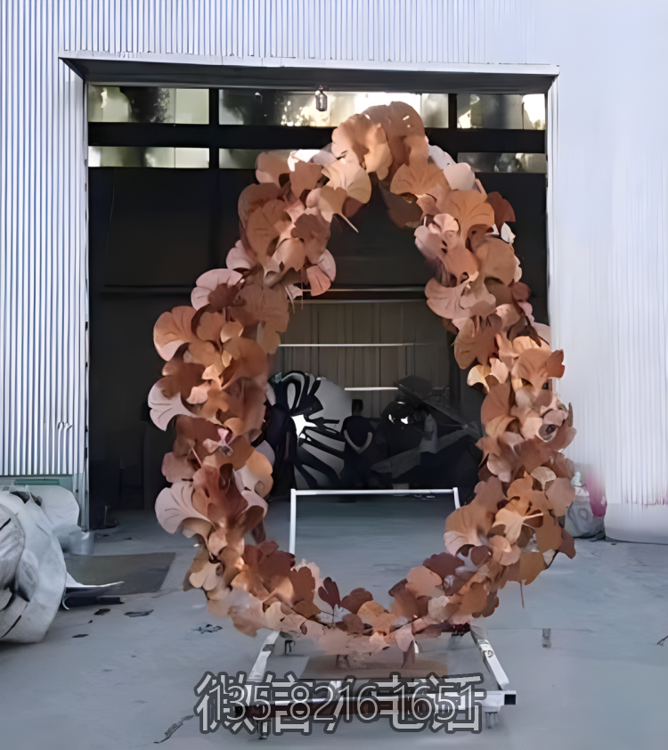 不锈钢银杏叶圆环博鱼网页版摆件