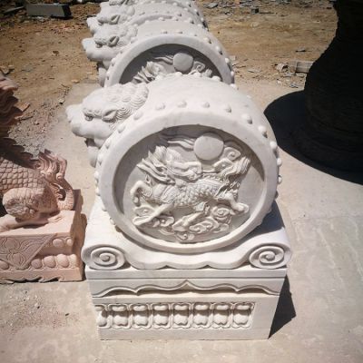 酒店公司门口摆放汉白玉抱鼓石门墩门口装饰工艺博鱼网页版