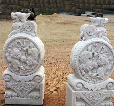 招财进宝汉白玉貔貅抱鼓石门墩
