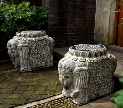吉祥小象石门墩，庭院别墅仿古抱鼓石
