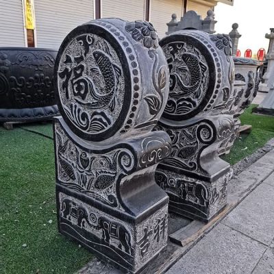 福字青石抱鼓石门墩