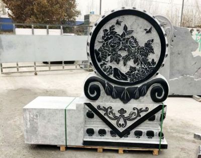 青石雕花仿古石门墩