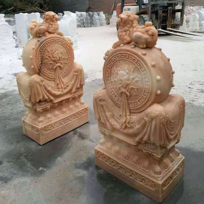 晚霞红家用抱鼓石门墩