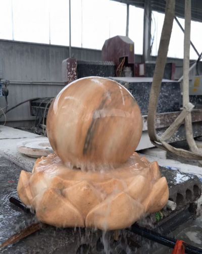 晚霞红风水球石雕