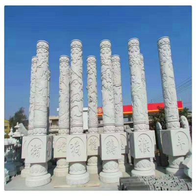 石雕龙柱花岗岩十二生肖文化柱