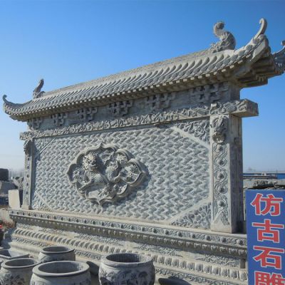 宗教园林仿古麒麟青石雕影壁墙