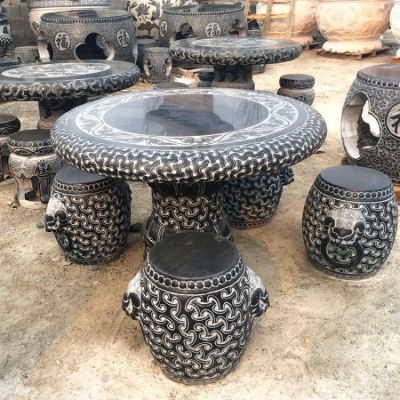 庭院天然户外石桌石凳大理石园林桌凳桌椅花园石桌椅