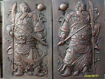 锻铜门神浮雕壁画