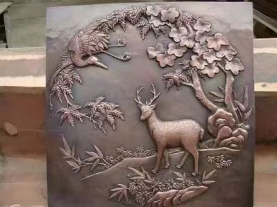 鹿鹤呈祥浮雕