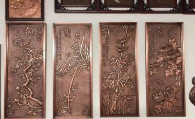 红铜壁画铜浮雕梅兰竹菊博鱼网页版
