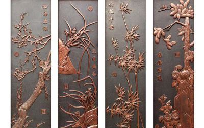 室内锻铜浮雕梅兰竹菊博鱼网页版