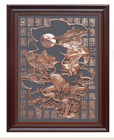寿字装饰浮雕铜画